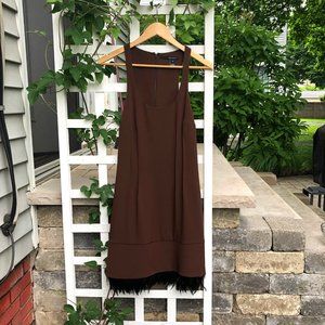 Jay Godfrey silk cocktail dress with feather trim